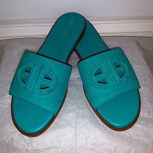 Cole Haan Flynn slide in turquoise suede. Size 10B. Worn once, no box.